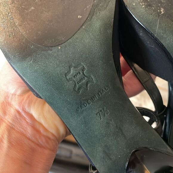 Donald J. Pliner Couture Black Slingback Leather Cap Toe Heel | size 7.5 - Picture 10 of 11